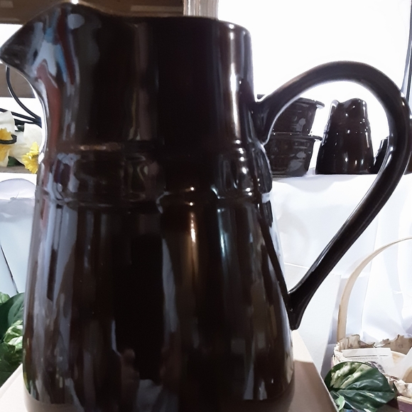 Longaberger  woven traditions chocolate cottage pitcher - Picture 1 of 6